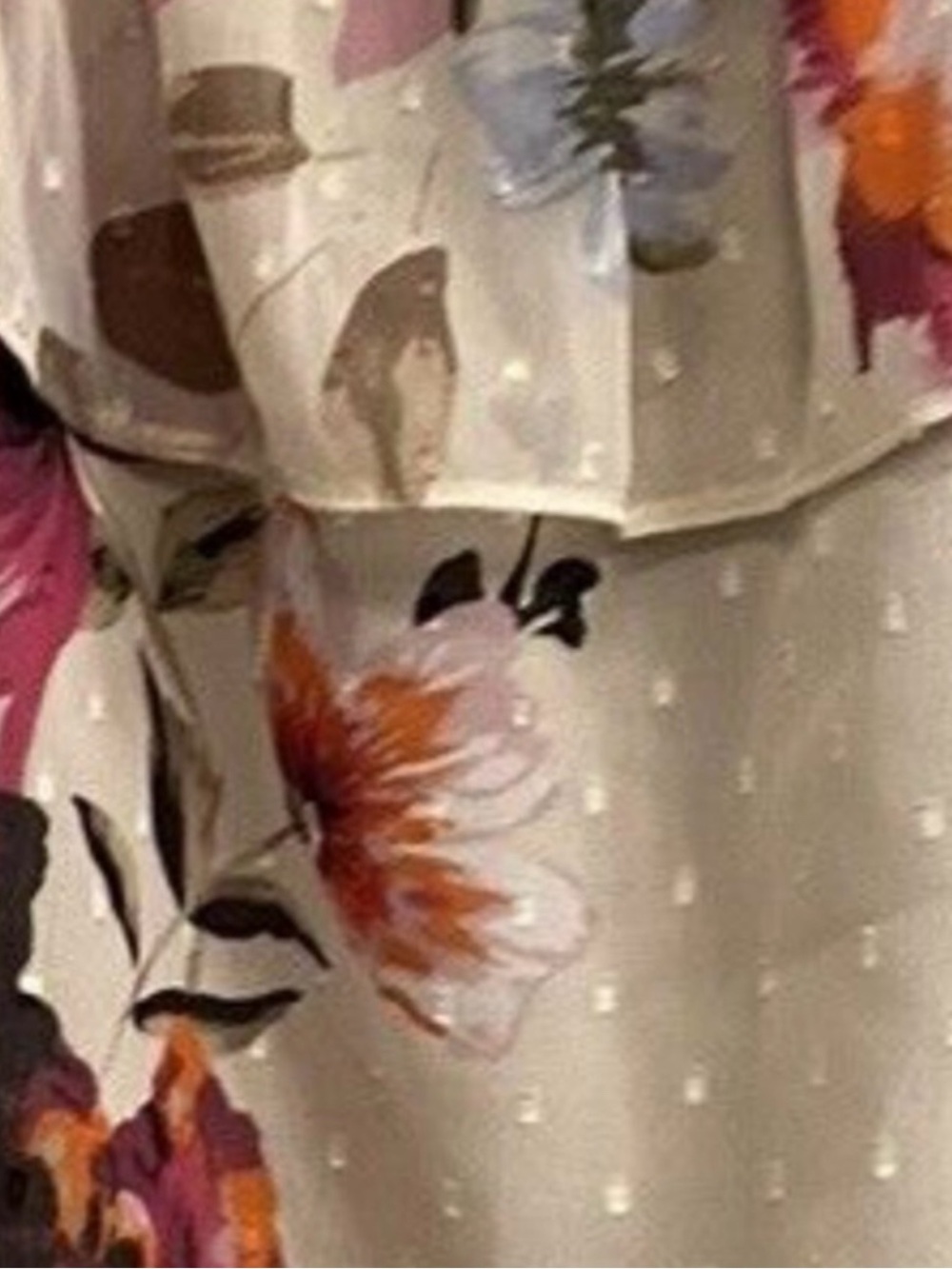 White House Black Market Floral Off Shoulder Ruffle Blouse Size L - Picture 5 of 13